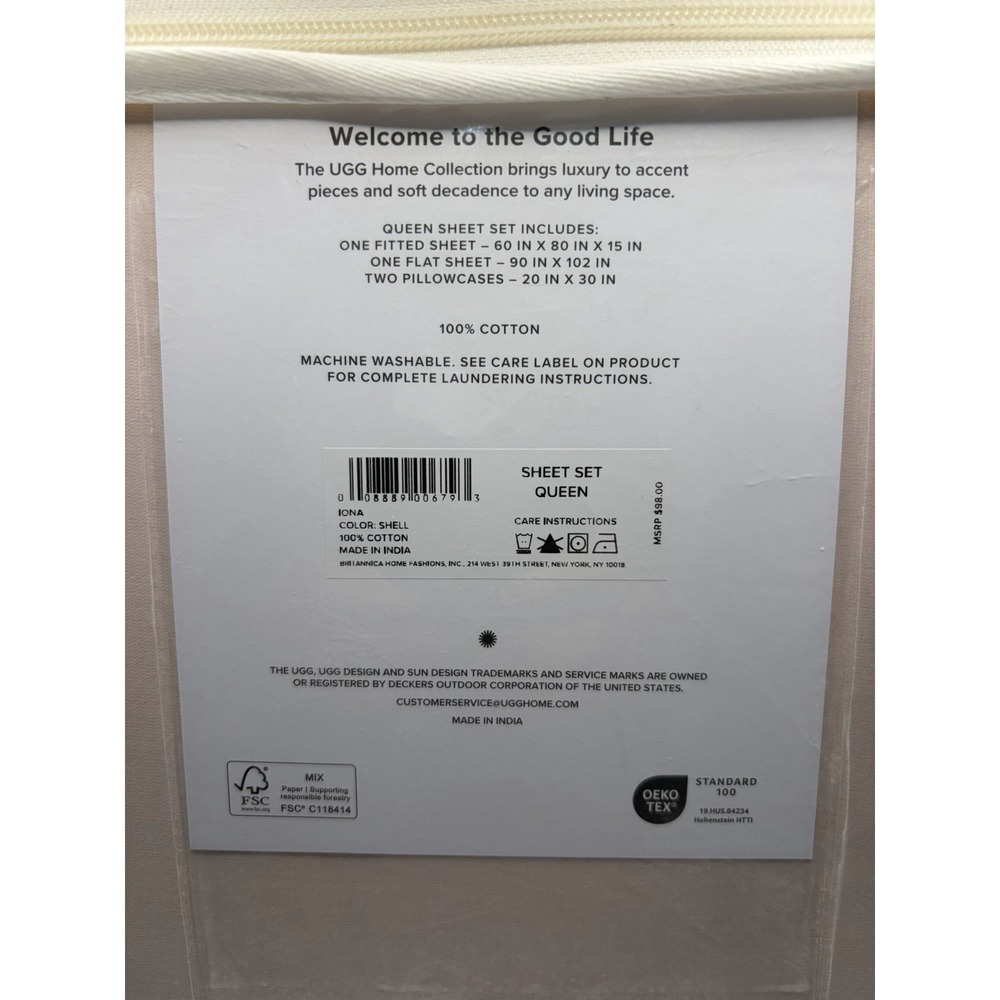 UGG Queen Sheet Set Color Shell - Picture 4 of 4